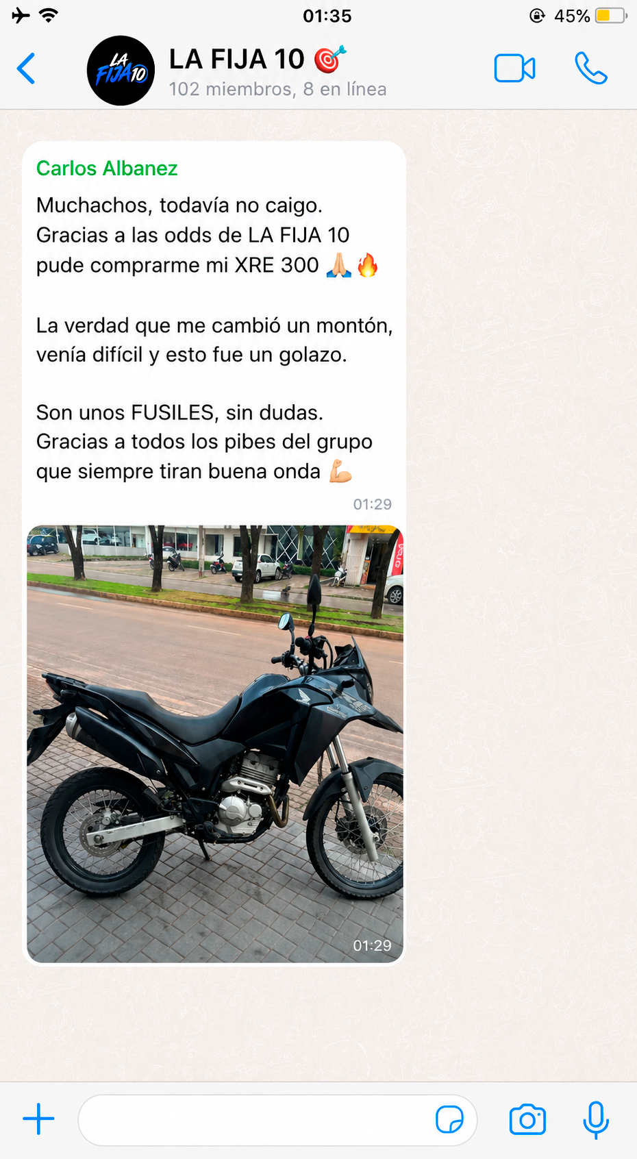 Print de miembro — moto XRE 300